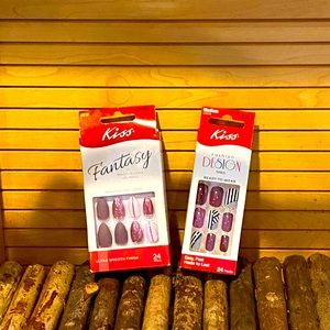 Set of 2 Packs of Kiss Press On Nails. Square and Almond Shaped.